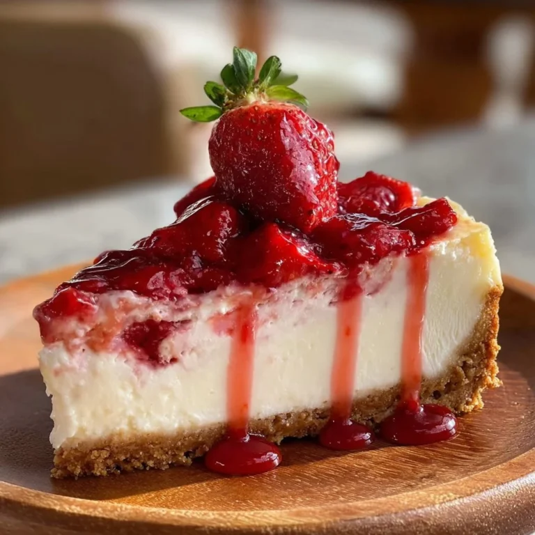 Delicious Strawberry Dream Cheesecake topped with fresh strawberries