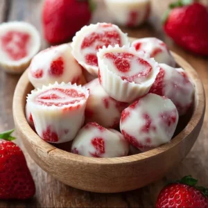 Delicious strawberry Greek yogurt bites fresh and ready to eat.