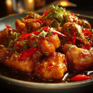 Delicious Sweet and Sour Chicken served with vibrant vegetables and rice