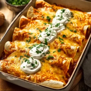 Delicious quick and easy chicken enchiladas topped with cheese and salsa