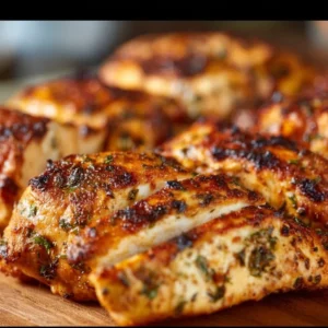 Air fryer grilled chicken with herbs and spices on a plate