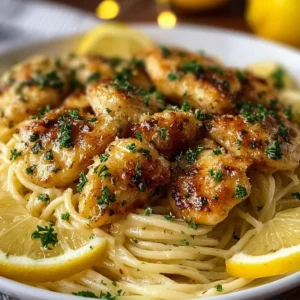 Delicious plate of Chicken Scampi with chicken and garlic butter sauce