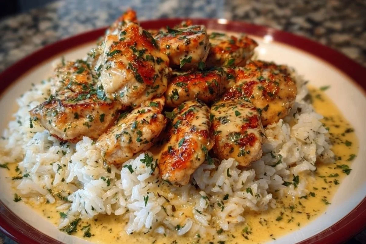 Chicken Scampi with Creamy Garlic Parmesan Rice