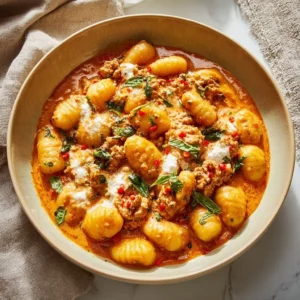 Classic ground turkey gnocchi skillet with fresh herbs and vegetables
