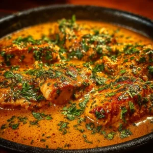 Juicy Cowboy Butter Chicken served on a plate with herbs and spices