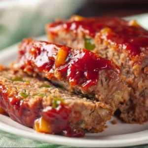 Delicious Cracker Barrel meatloaf served with sides