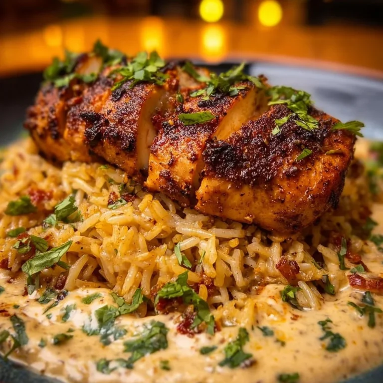 Creamy Cajun Chicken and Rice served in a bowl with fresh herbs