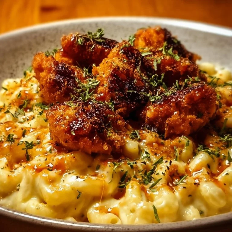 Creamy Honey Pepper Chicken Mac and Cheese served in a bowl