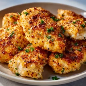 Easy air fryer garlic parmesan chicken with a crispy crust and flavorful seasoning