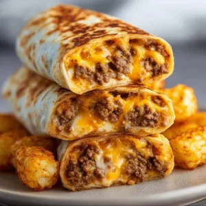Delicious easy cheesy potato burritos wrapped and ready to enjoy