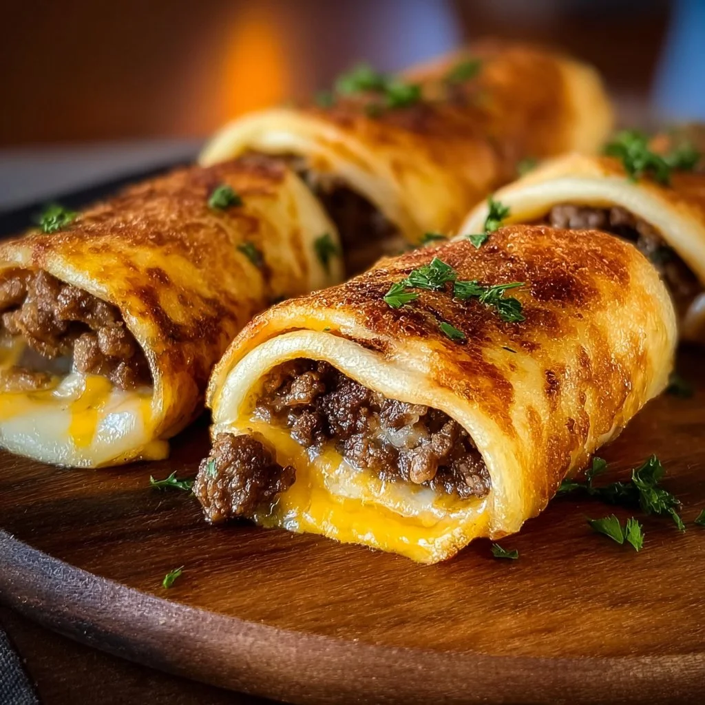 Garlic Butter Beef Cheeseburger Rollups