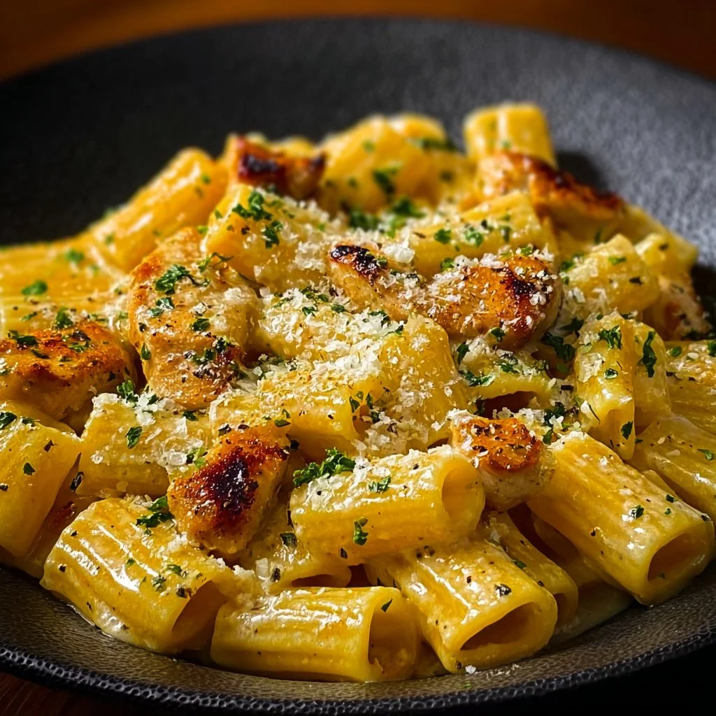 Garlic Butter Chicken with Rigatoni and Parmesan