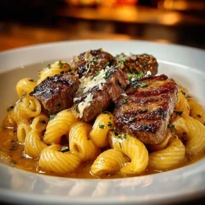 Delicious Garlic Butter Steak Bites served with creamy Parmesan shells.