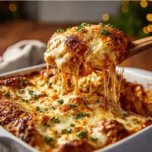 Juicy Garlic Parmesan Chicken garnished with parsley on a plate