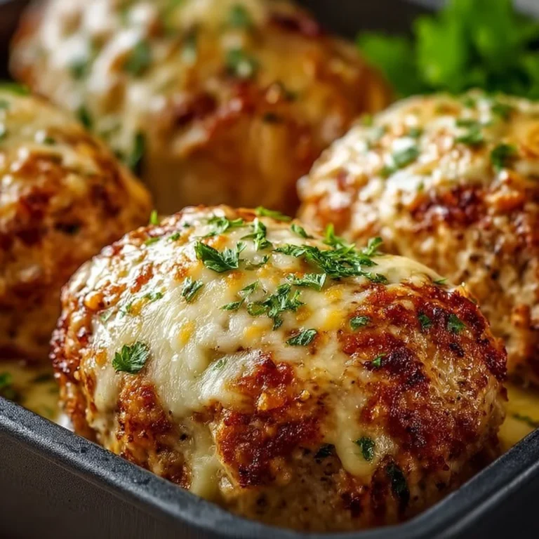 Garlic Parmesan Chicken Meatloaf showcasing a golden crust and savory herbs.