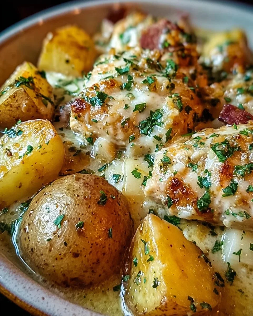 Garlic Parmesan Crockpot Chicken and Potatoes