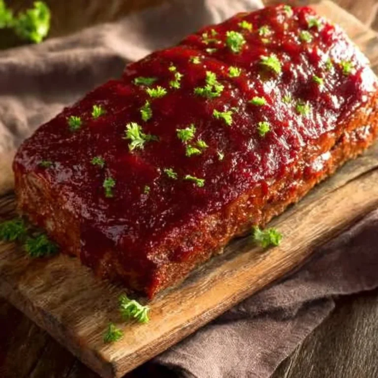 Delicious Gordon Ramsay meatloaf served on a plate with glaze and herbs