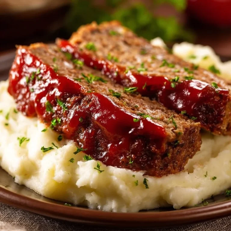 Deliciously prepared ground venison meatloaf on a plate with garnish