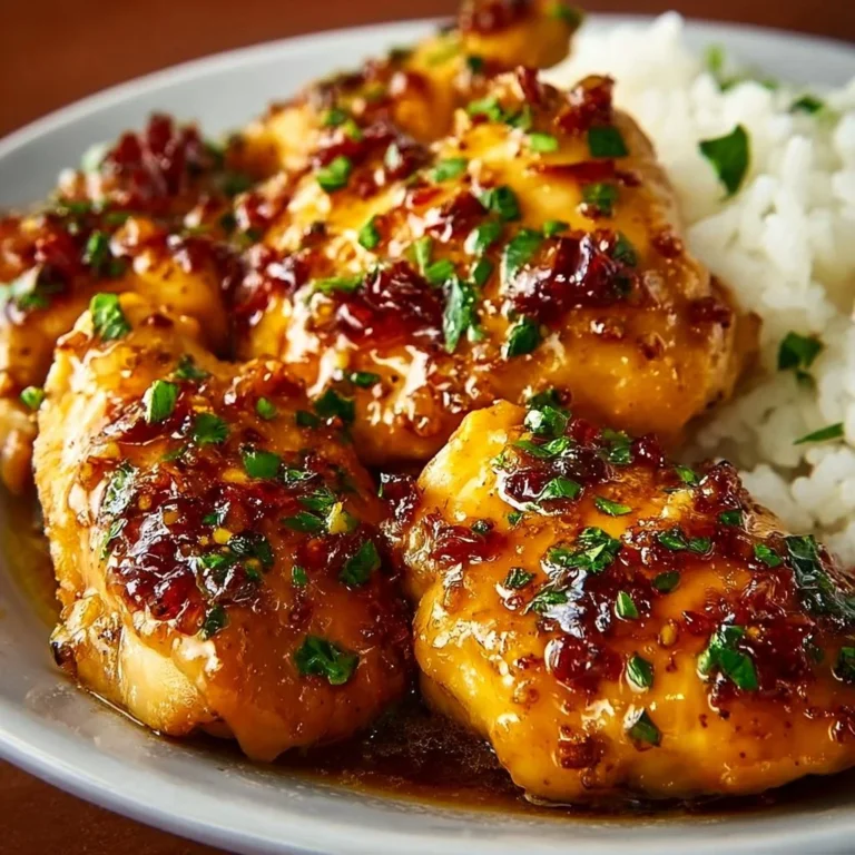 Honey Garlic Chicken Breasts glazed with sweet and savory sauce