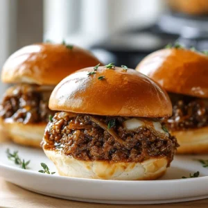 Delicious French Onion Beef Sloppy Joes served on a plate