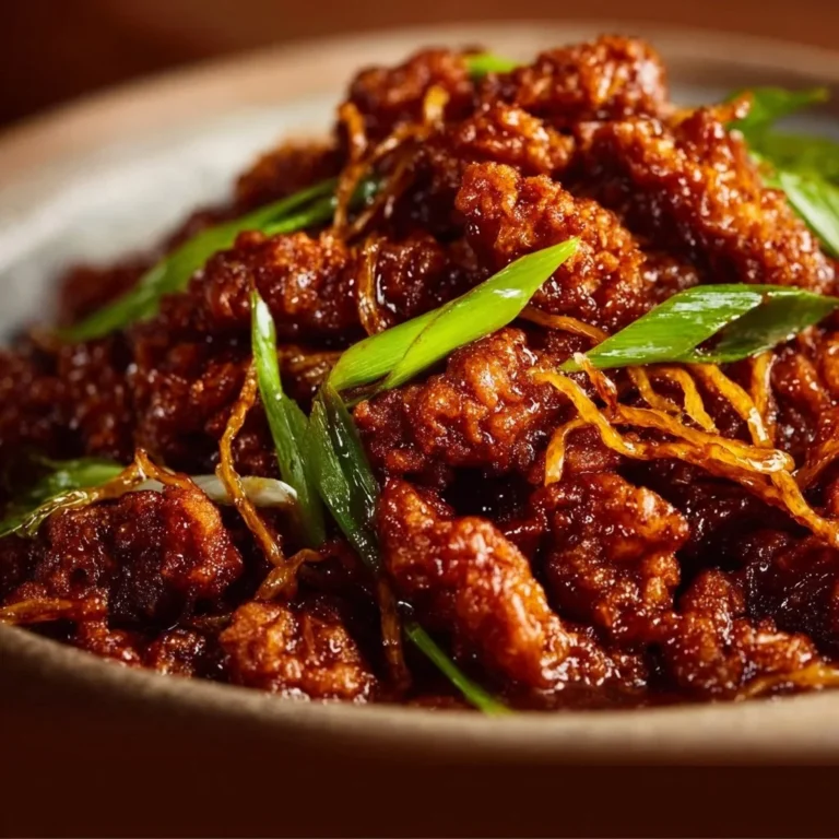 Plate of spicy Dragon Chicken served with vegetables and garnishes