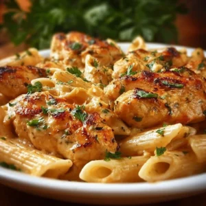 Delicious plate of Marry Me Chicken with creamy sauce and herbs