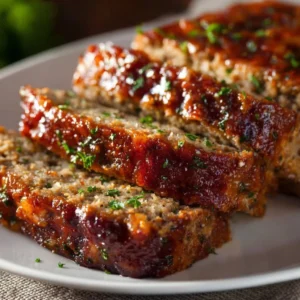 Delicious Garlic Parmesan Meatloaf served with sides