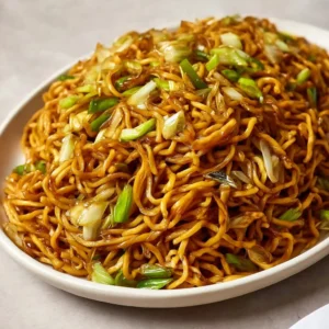 Delicious Panda Express fried noodles served with fresh vegetables