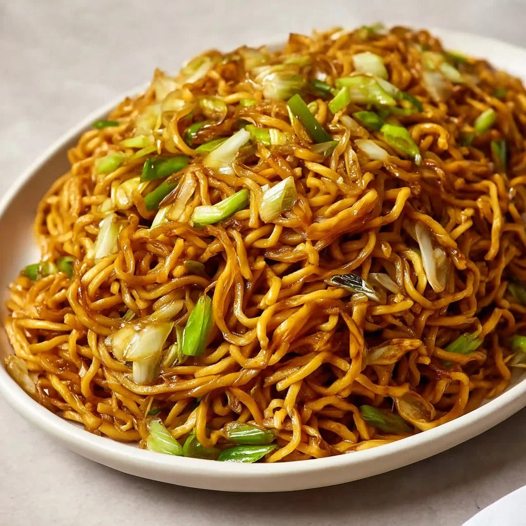 Delicious Panda Express fried noodles served with fresh vegetables