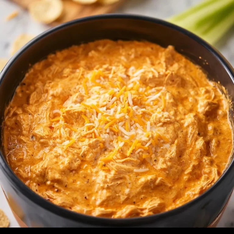 Delicious slow cooker buffalo chicken dip served in a bowl with chips