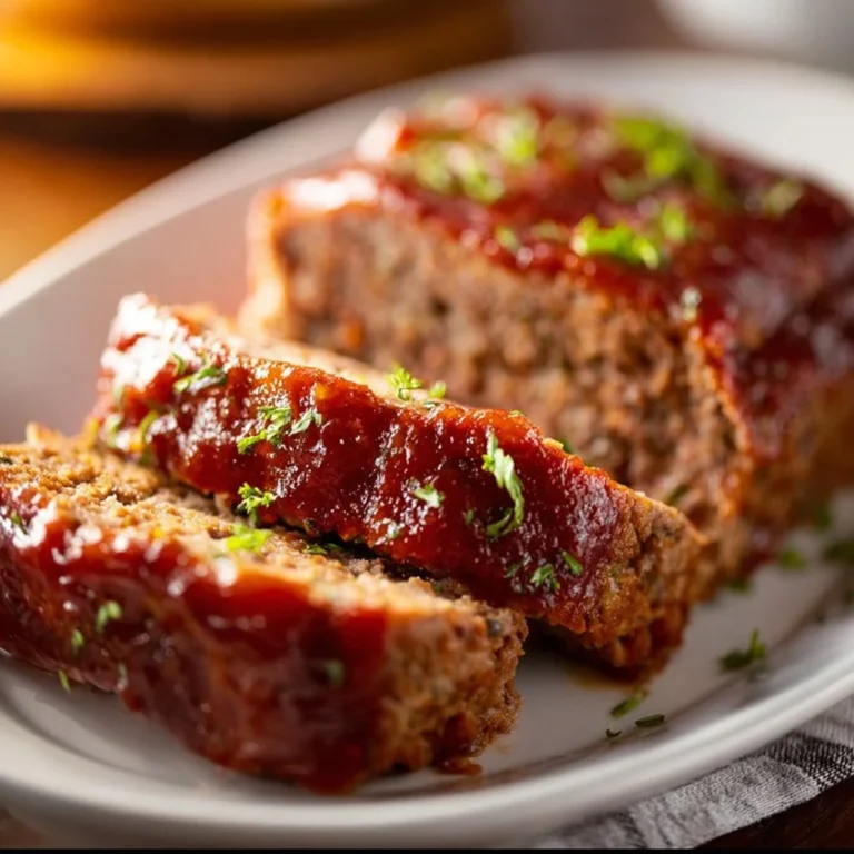 Best meatloaf recipe with Stove Top stuffing served on a dinner plate