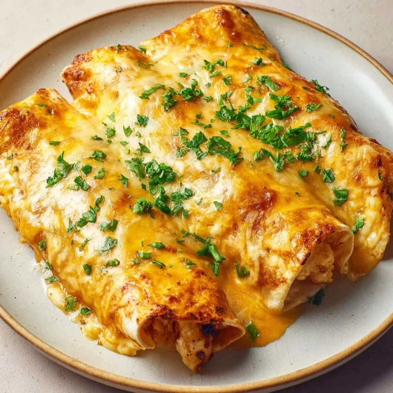 White chicken enchiladas topped with creamy sauce and garnished with cilantro