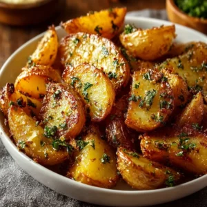Crispy authentic Greek potatoes with lemon, a perfect side dish