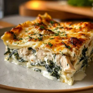 Creamy Chicken Spinach Casserole with cream cheese in a baking dish