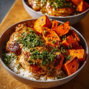 Healthy Chicken and Sweet Potato Bowls filled with nutritious ingredients