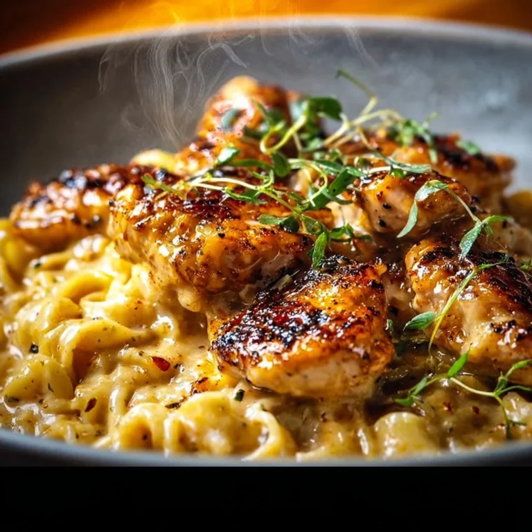 One-pot Cajun Chicken Alfredo orzo served in a bowl with fresh herbs