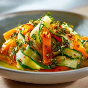Bright and crunchy Cucumber Carrot Salad in a bowl, perfect for a healthy meal.