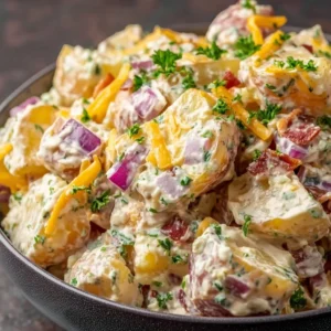Creamy steakhouse potato salad served as a flavorful side dish