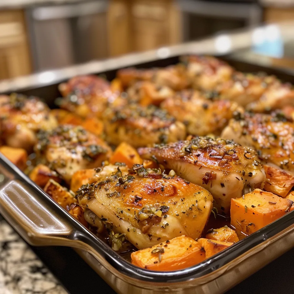 Honey Mustard Chicken & Sweet Potatoes – Juicy, Sweet & Savory One-Pan Dinner!