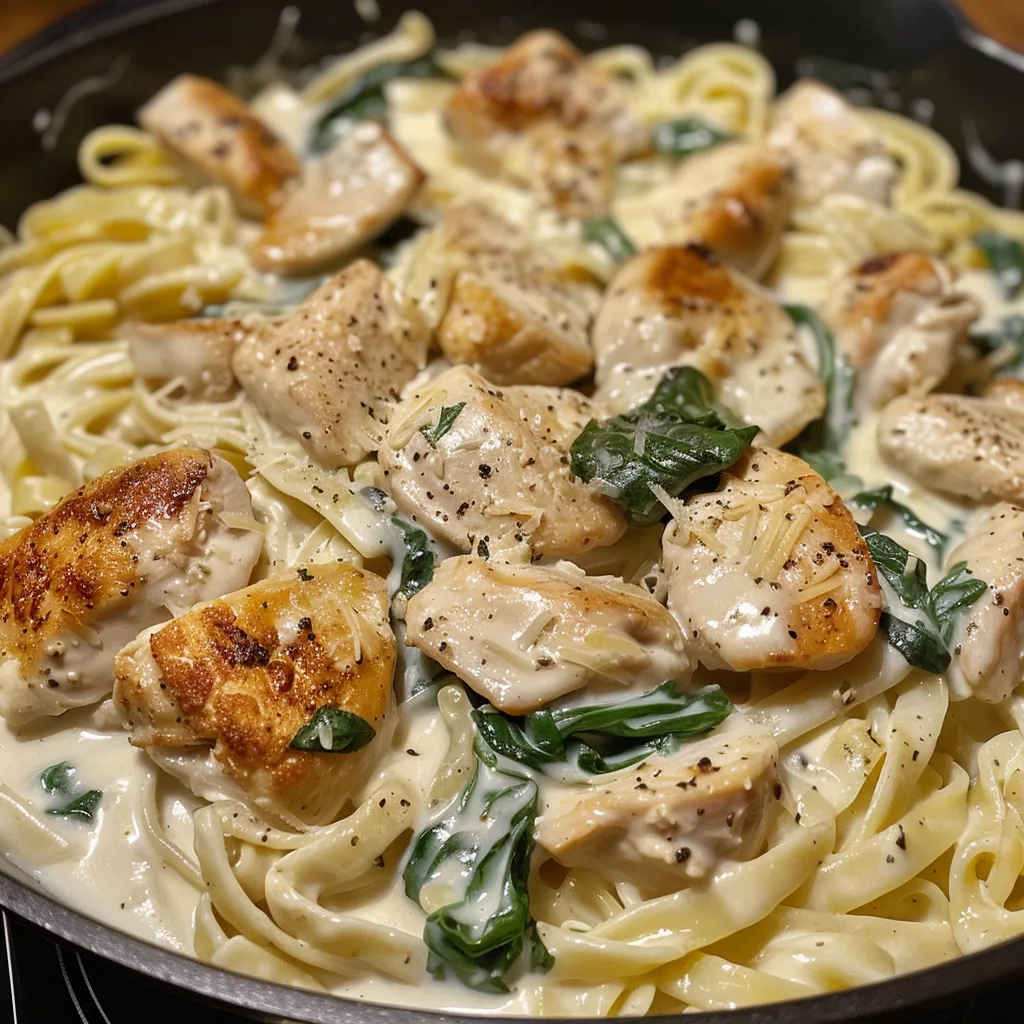 Chicken Spinach Alfredo Pasta – Creamy, Cheesy & Perfect Weeknight Meal!
