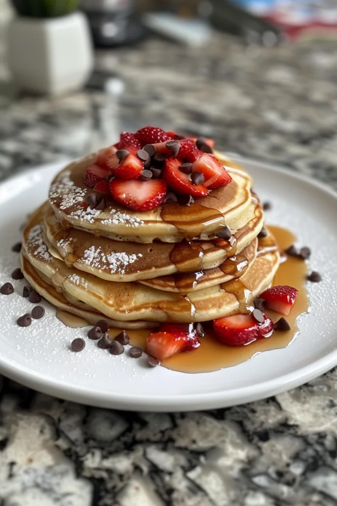 BEST Strawberry Chocolate Chip Pancakes