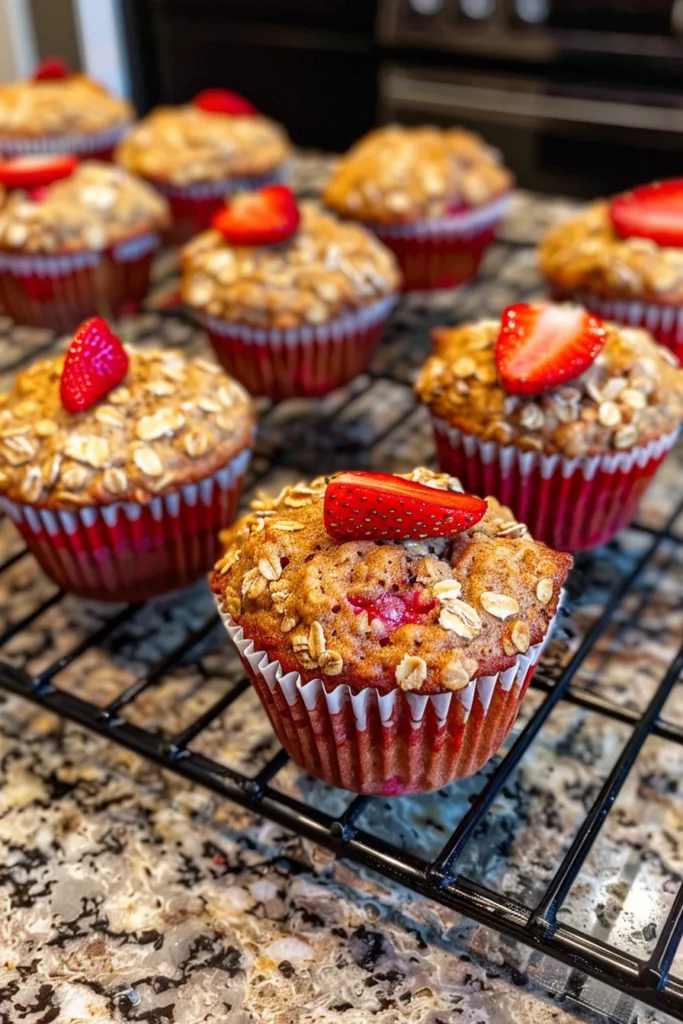 HEALTHY Strawberry Oatmeal Muffins – EASY BAKE