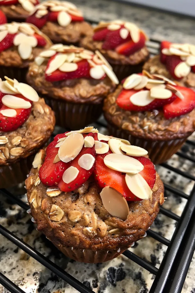 BEST Strawberry Almond Oat Muffins