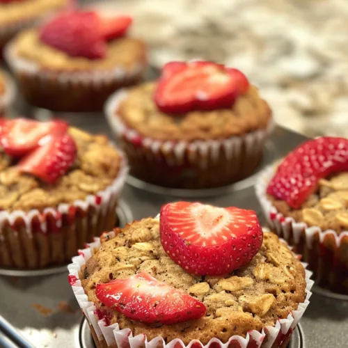 GLUTEN-FREE Strawberry Oat Muffins – EASY RECIPE