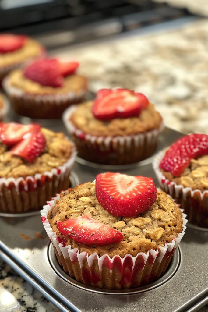 GLUTEN-FREE Strawberry Oat Muffins – EASY RECIPE
