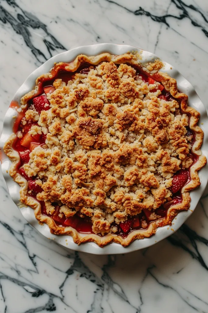 MUST TRY Strawberry Rhubarb Crumble Pie – BUTTERY TOPPING
