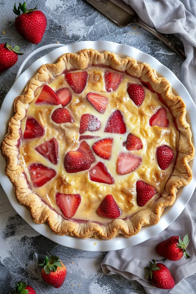 BEST Strawberry Rhubarb Custard Pie – CREAMY & SWEET