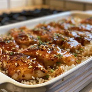 Sticky Honey Garlic Chicken Casserole – Juicy, Sweet & Comforting!