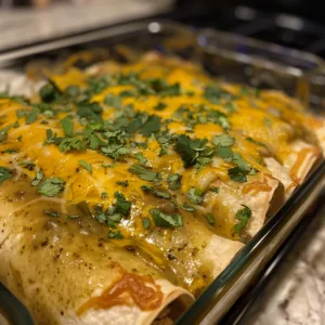 Chicken Enchiladas with Creamy Green Chile Sauce – Cheesy, Spicy & Irresistible!