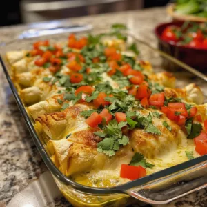 Creamy Chicken Enchiladas Verde – Juicy, Cheesy & Flavor-Packed!